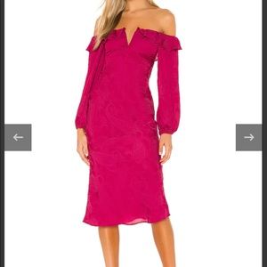 Tularosa Hot Pink Fuchsia Midi Shania Dress Size XS Corrine Janey Katrina